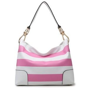 Women's Pink Striped Shoulder Bag Tote Handbag Hobo Purse Satchel New